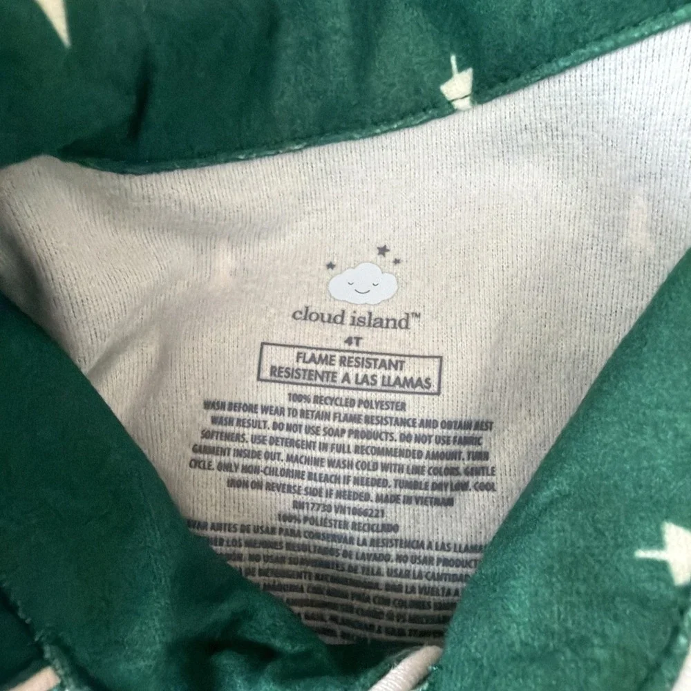 Cloud Island Pajama Set 4T Green Tree Christmas 2pc Sleepwear‎ NWT
